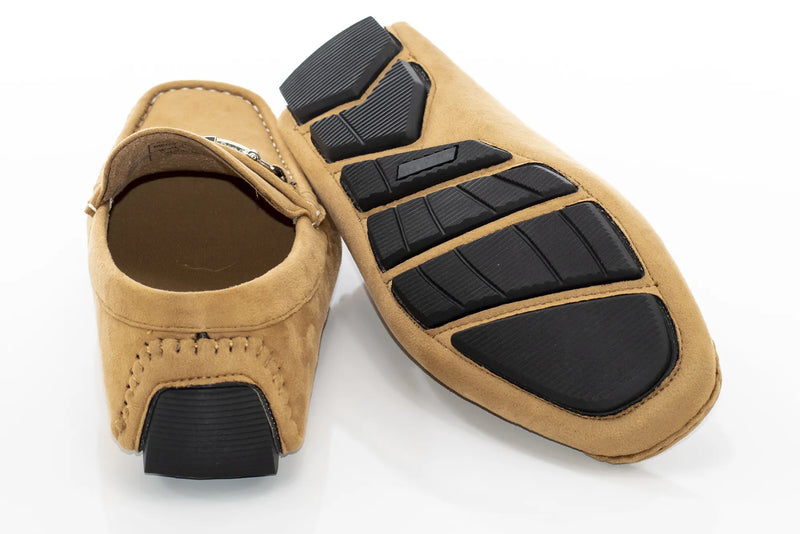Beige Suede Horsebit Driving Loafer