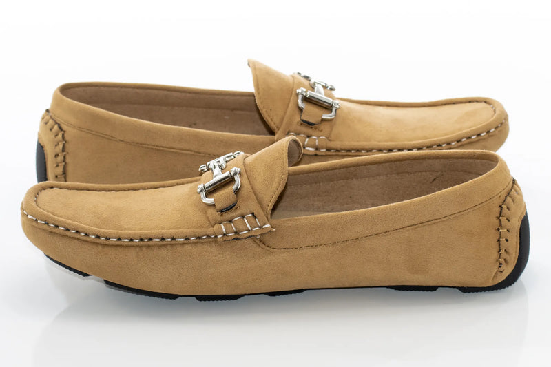 Beige Suede Horsebit Driving Loafer