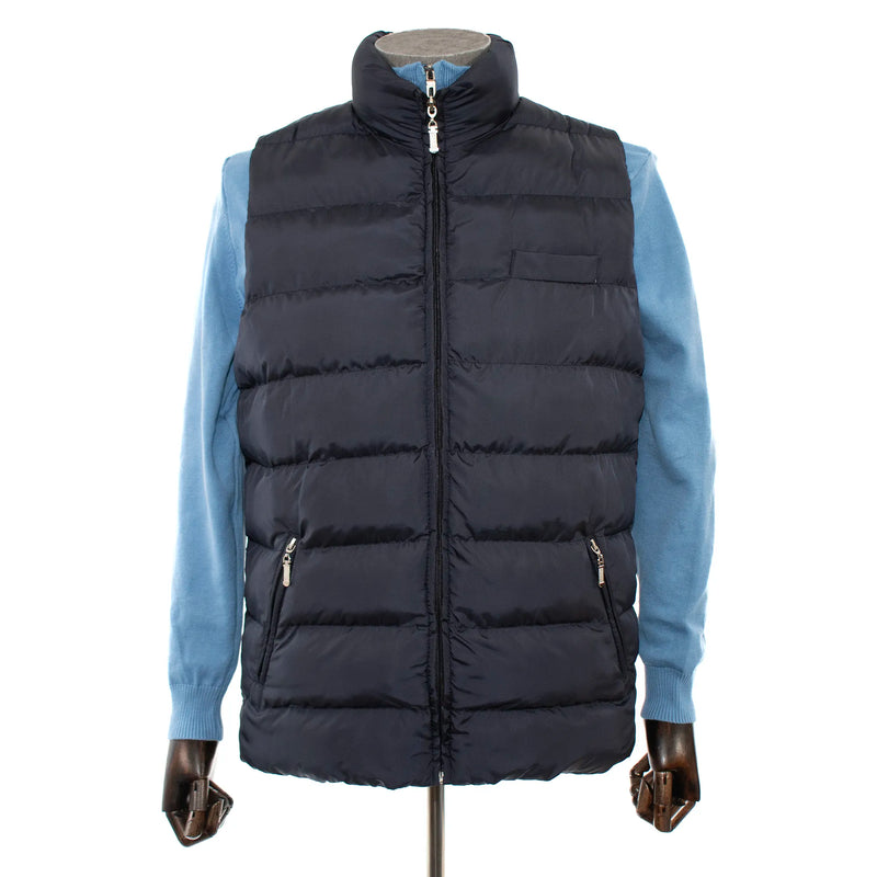 Men's Midnight And Burgundy Reversible Quilted Vest Jacket
