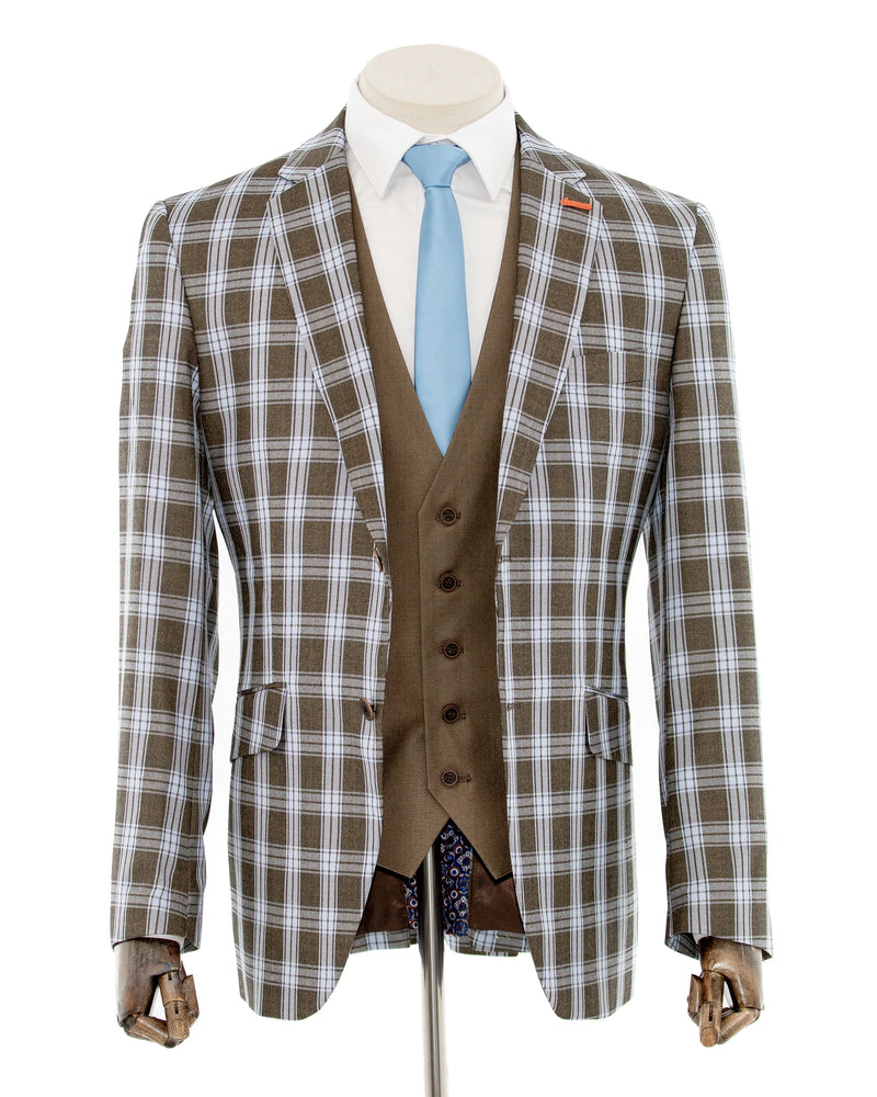 Royal Stewart Plaid 3-Piece Tailored-Fit Suit