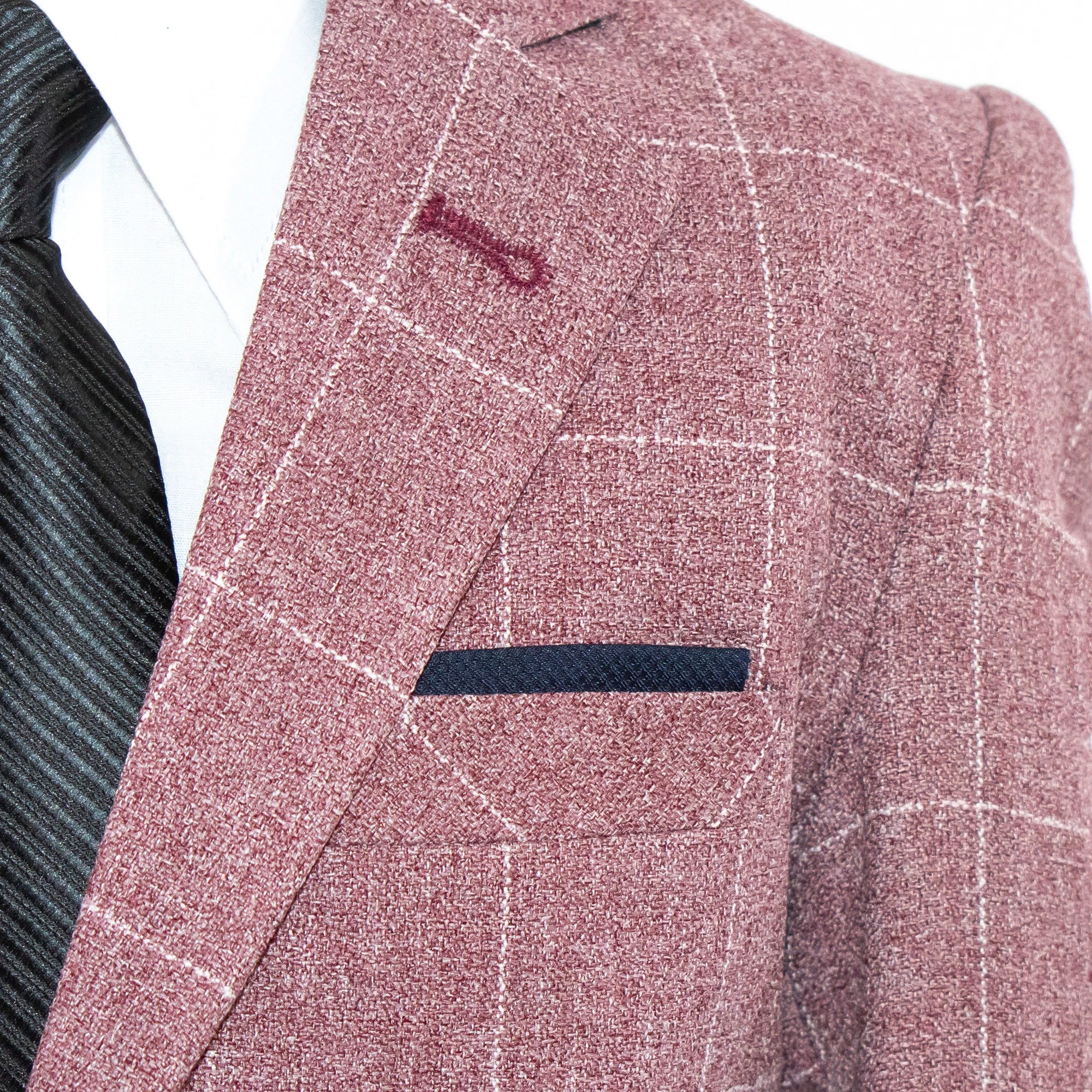 Kids' Light Burgundy Windowplane Plaid 3-Piece Suit