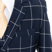 Kids' Sand Brown Windowpane Plaid 3-Piece Suit