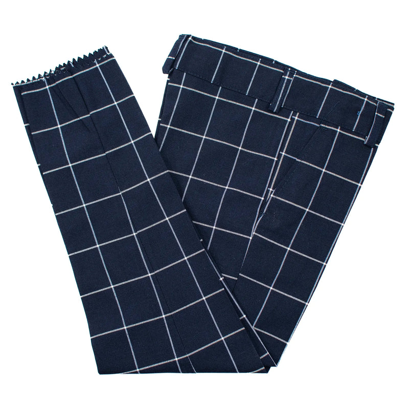 Kids' Sand Brown Windowpane Plaid 3-Piece Suit