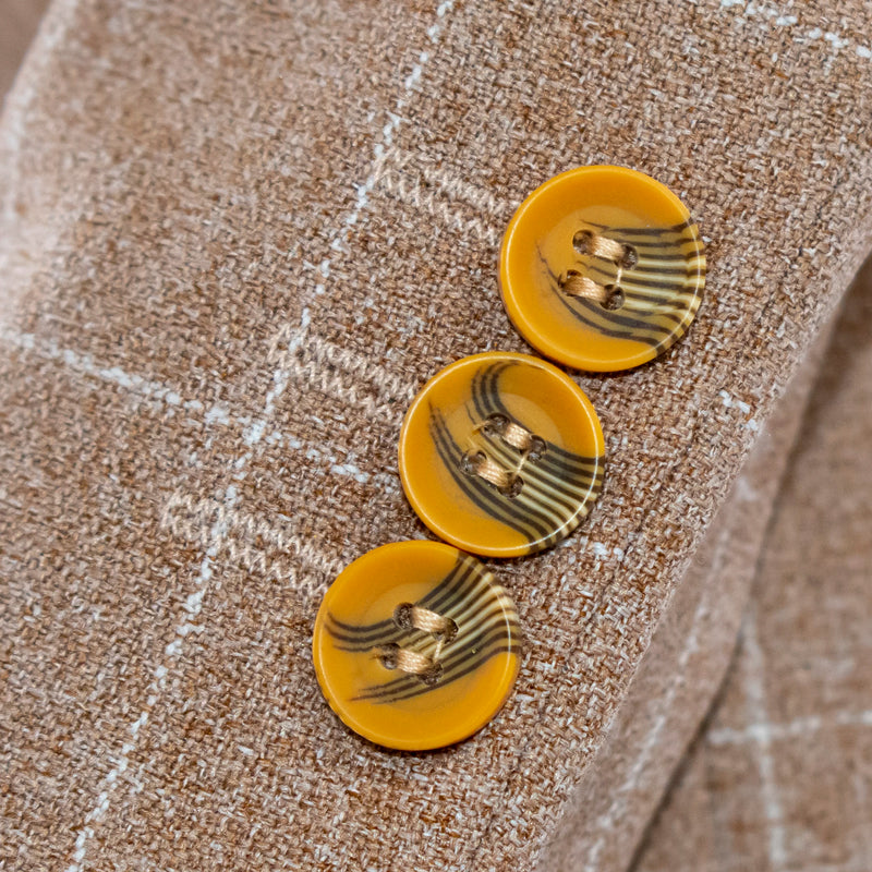 Kids' Sand Brown Windowplane Plaid 3-Piece Suit