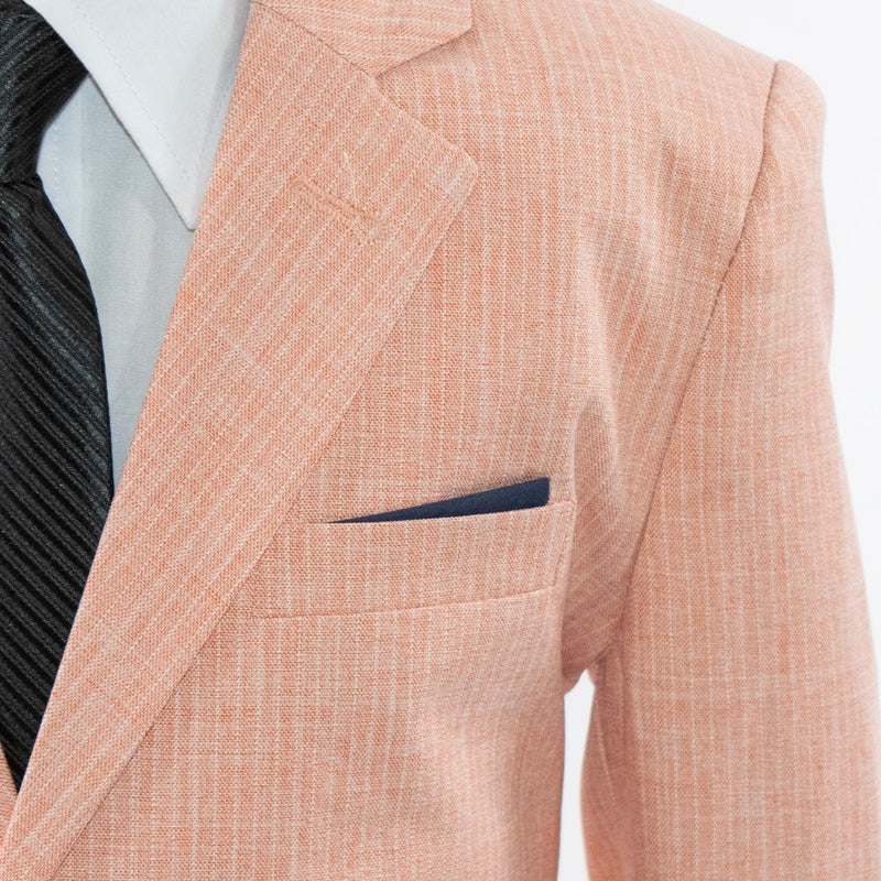 Salmon Pink Pinstriped 3-Piece Kids' Suit