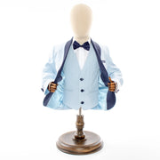 Light Blue And Navy Mod Square 3-Piece Kids Tuxedo