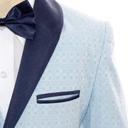 Light Blue And Navy Mod Square 3-Piece Kids Tuxedo