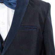 Kids' Black And Navy 3-Piece Tuxedo