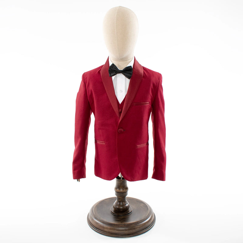 Kids' Burgundy 3-Piece Tuxedo