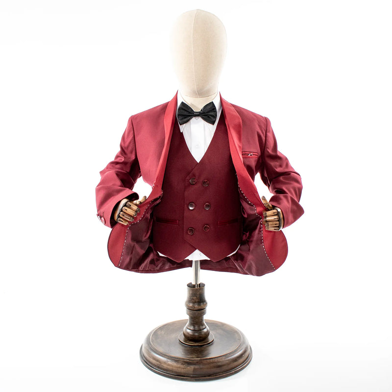 Kids' Burgundy 3-Piece Tuxedo