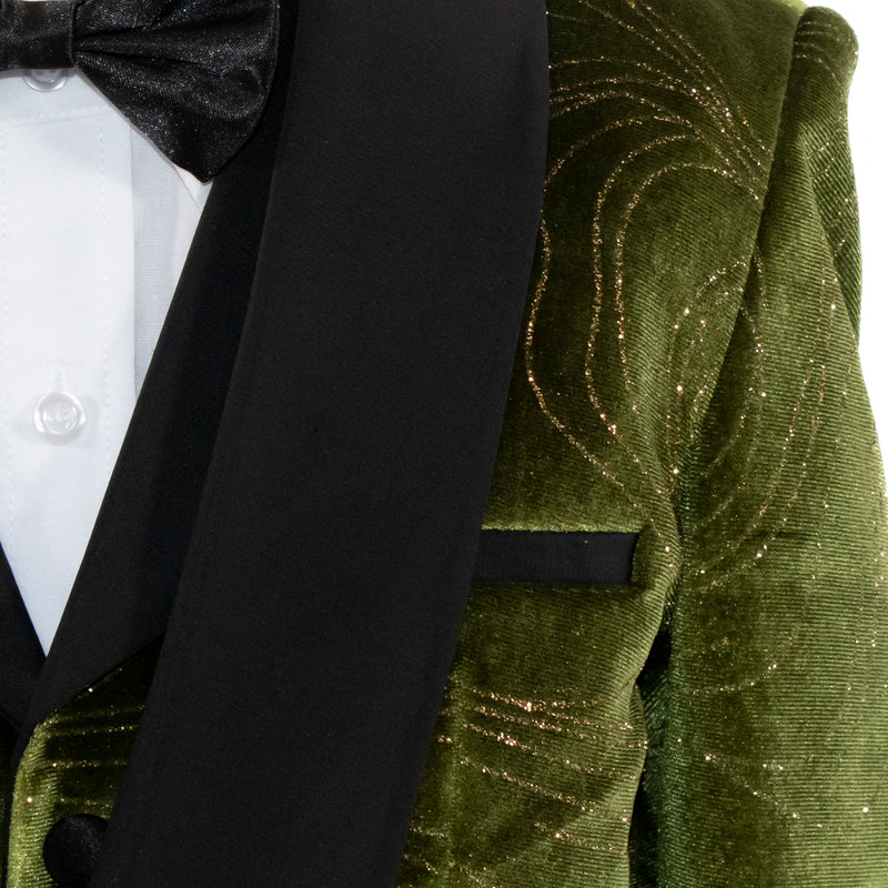 Kids' Green Velvet 3-Piece Tuxedo