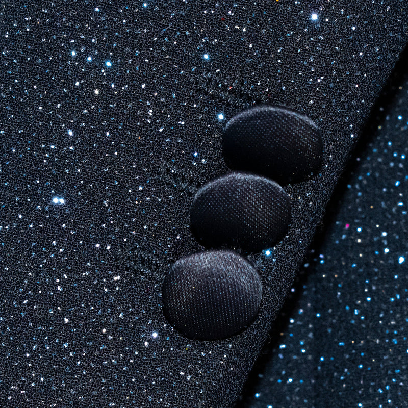 Navy Glitter 3-Piece Kids' Tuxedo with Matching Waistcoat