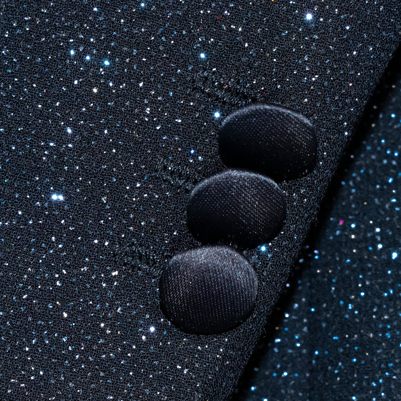 Kids' Navy Blue Rose Glitter Tuxedo