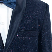Kids' Navy Blue Rose Glitter Tuxedo