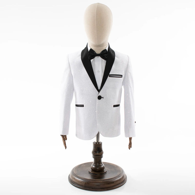 Kids' White Glitter Tuxedo