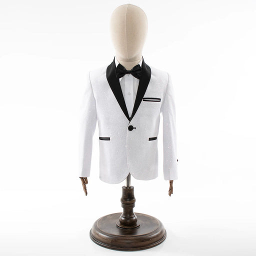 Kids' White Glitter Tuxedo