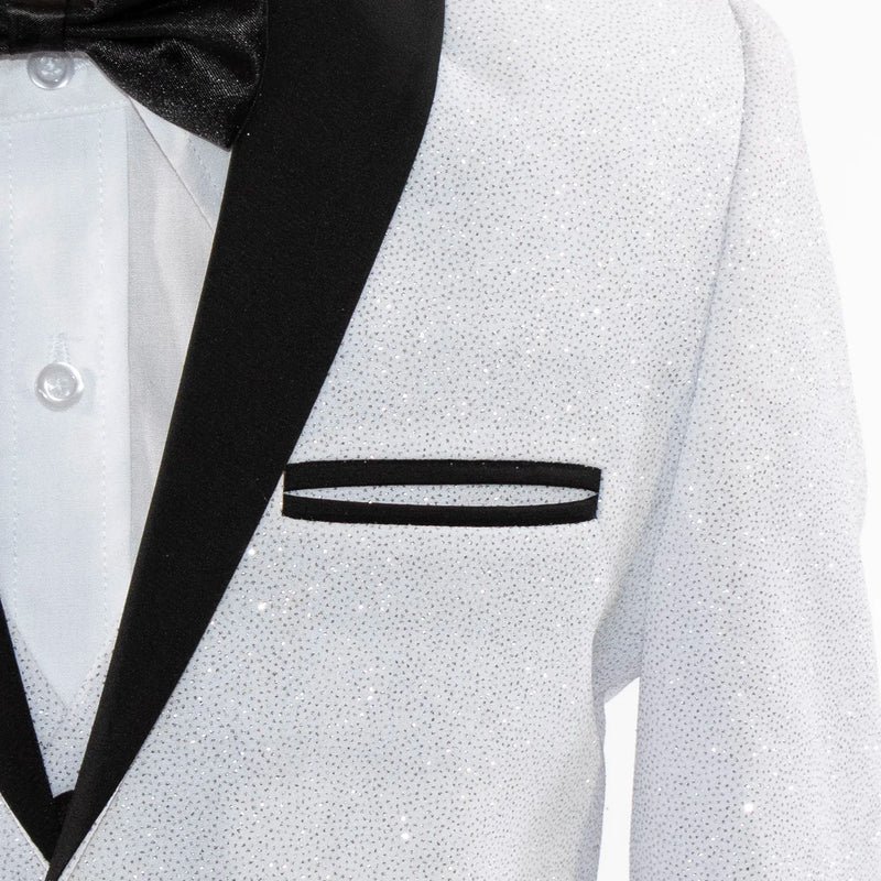 Kids' White Glitter Tuxedo