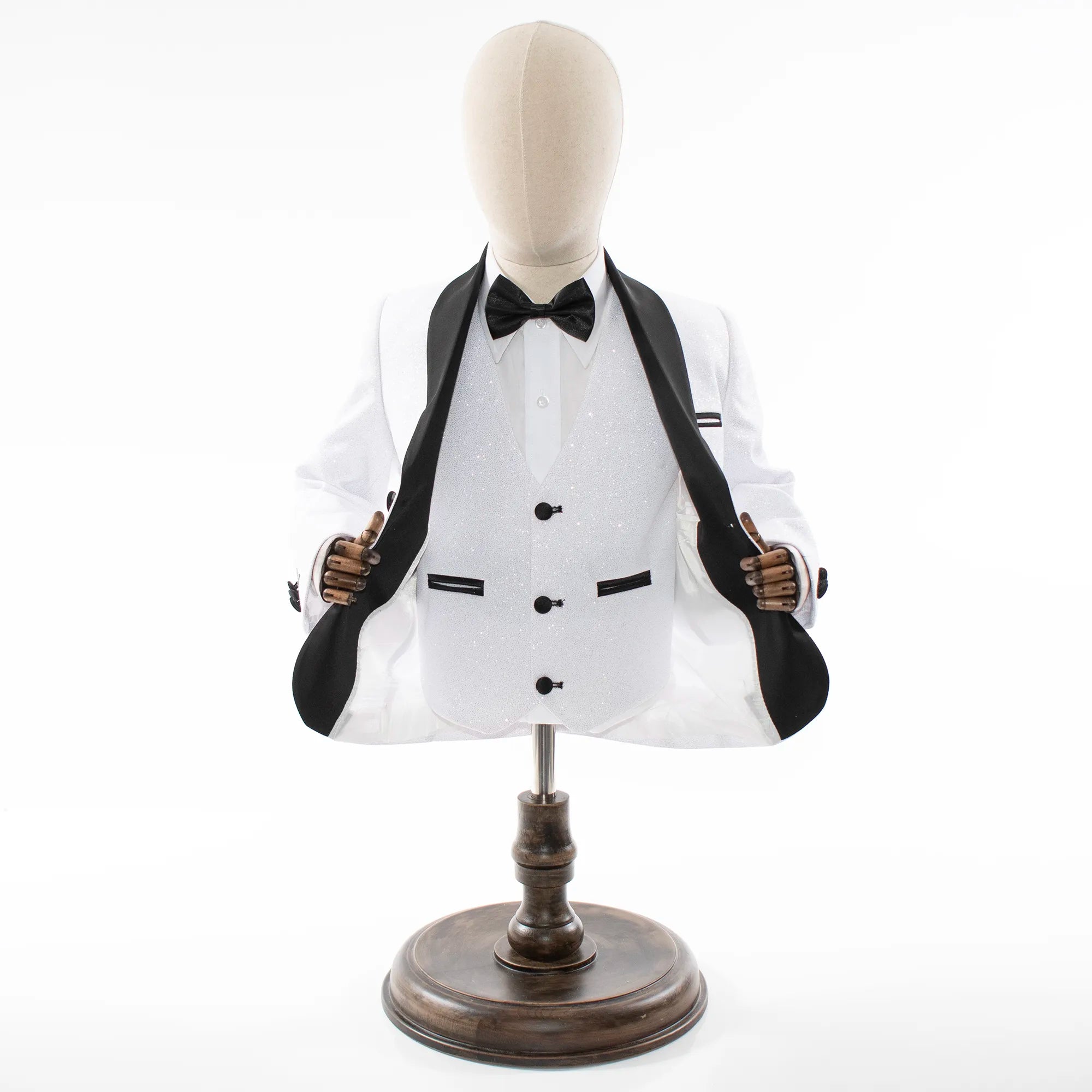 Kids' White Glitter Tuxedo