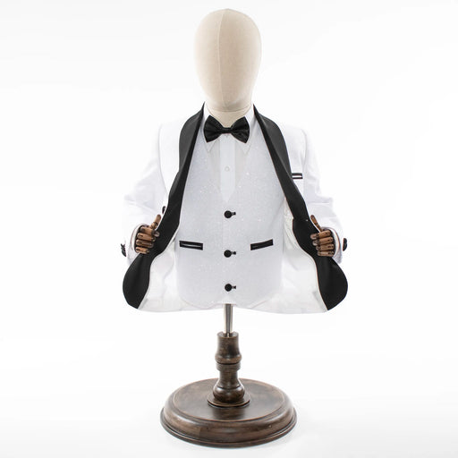 Kids' White Glitter Tuxedo