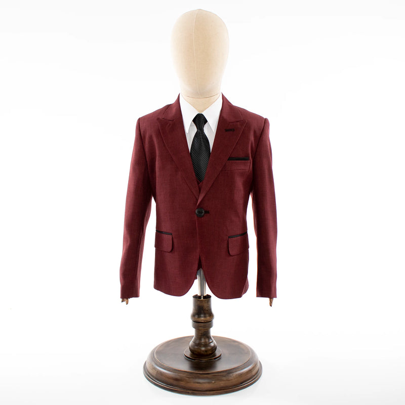 Kids' Dark Burgundy 3-Piece Suit