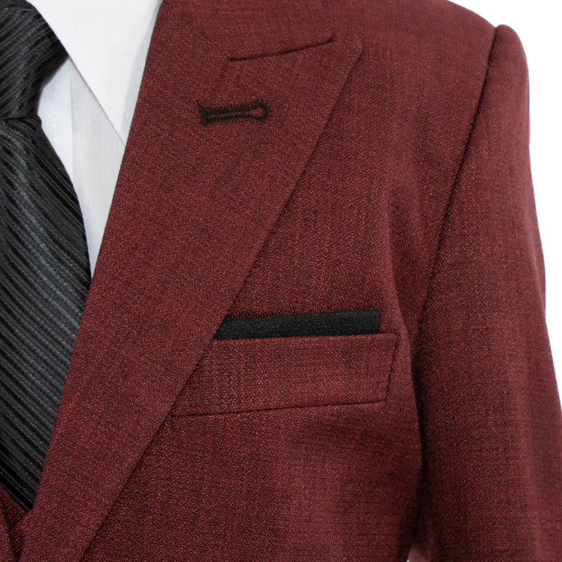 Kids' Dark Burgundy 3-Piece Suit