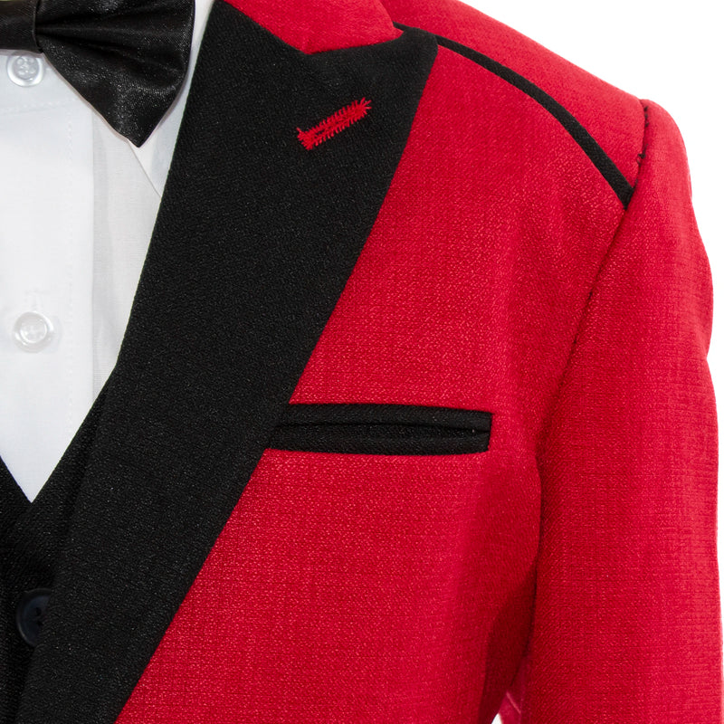 Kids' Red And Black 3-Piece Tuxedo
