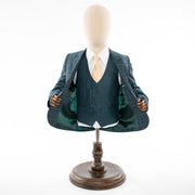 Kid's Teal Green Plaid 3-Piece Suit