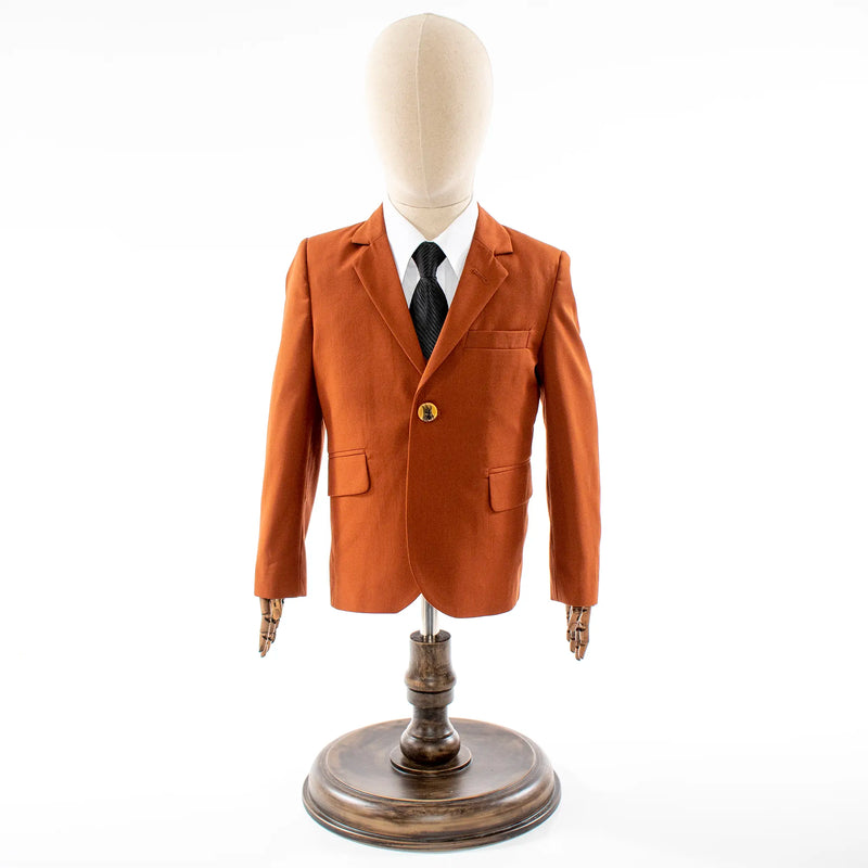 Brown 3-Piece Kids' Suit With Notch Lapels