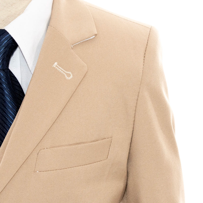 Khaki 3-Piece Kids' Suit With Notch Lapels