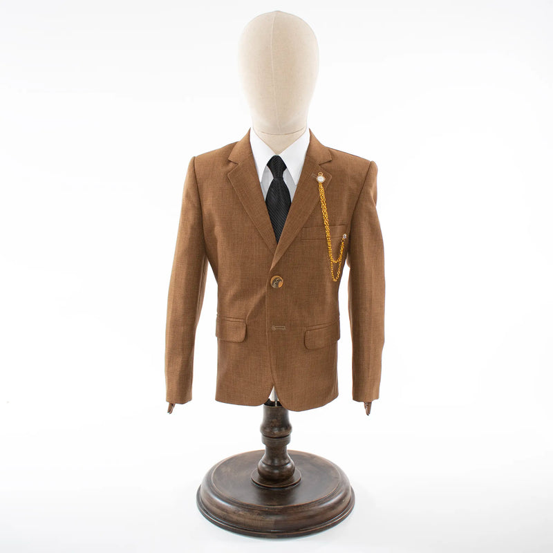Kids' Brown Twill 3-Piece Suit 