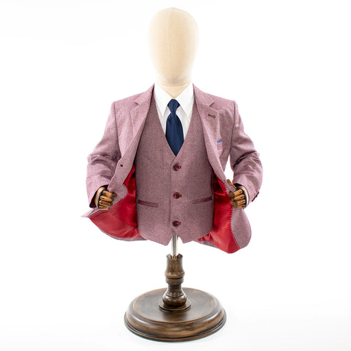 Kids' Burgundy Twill 3-Piece Suit