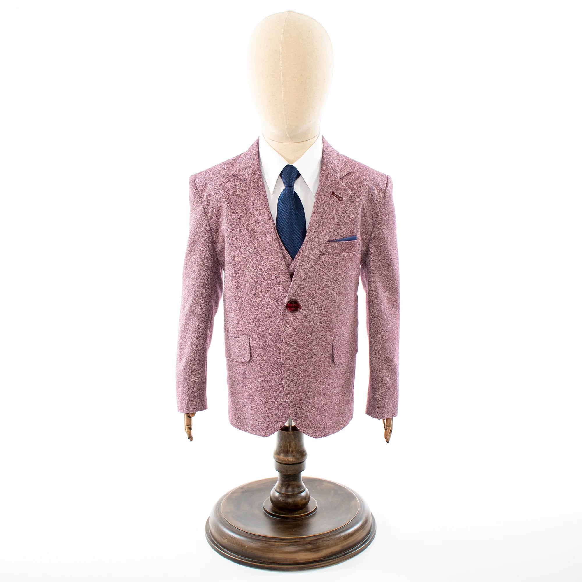 Kids' Burgundy Twill 3-Piece Suit