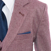 Kids' Burgundy Twill 3-Piece Suit