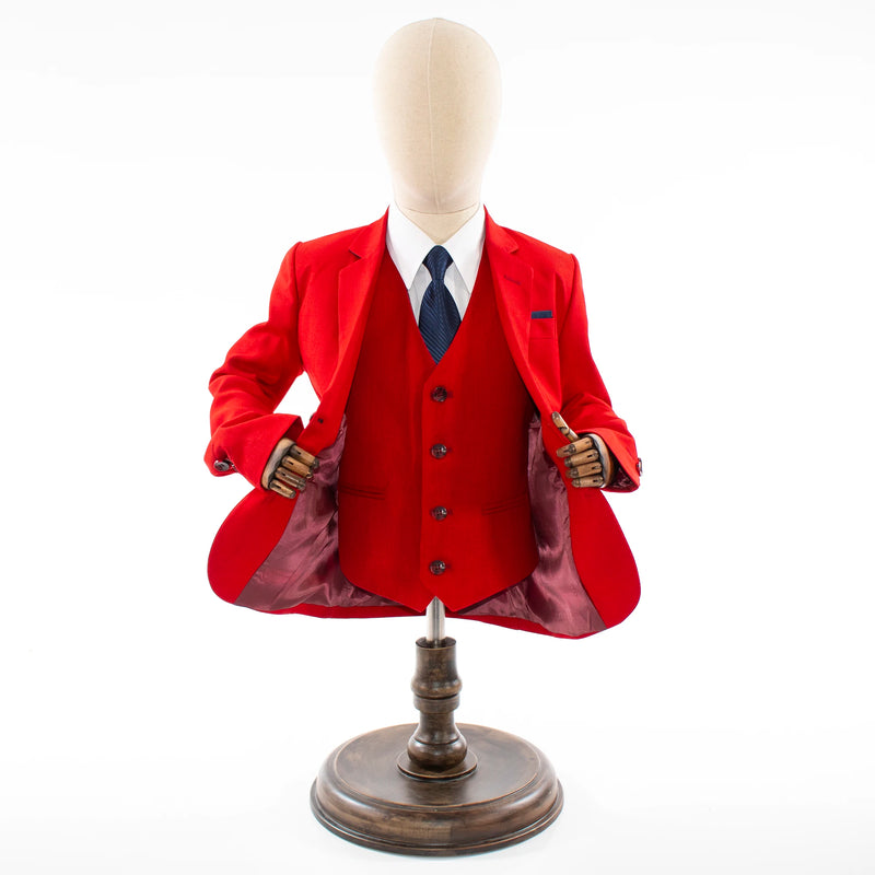 Kids' Red Twill 3-Piece Suit 
