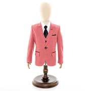 Ruby Red Twill Kids' Suit With Peak Lapels