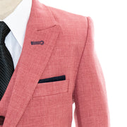 Ruby Red Twill Kids' Suit With Peak Lapels