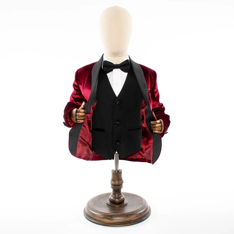 Kid's Burgundy Velvet 3-Piece Tuxedo