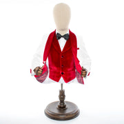 Kids' White And Burgundy Velvet 3-Piece Tuxedo