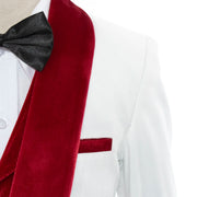 Kids' White And Black Velvet 3-Piece Tuxedo