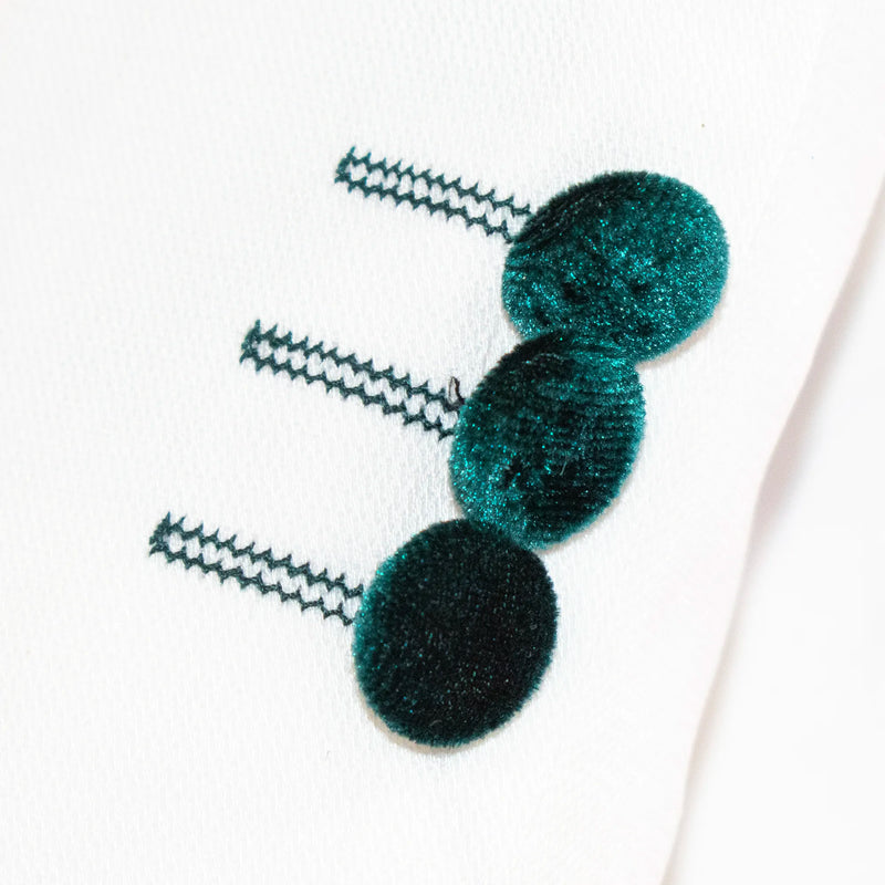 Kids' White And Green Velvet 3-Piece Tuxedo