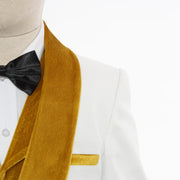 Kids' White And Gold Velvet 3-Piece Tuxedo