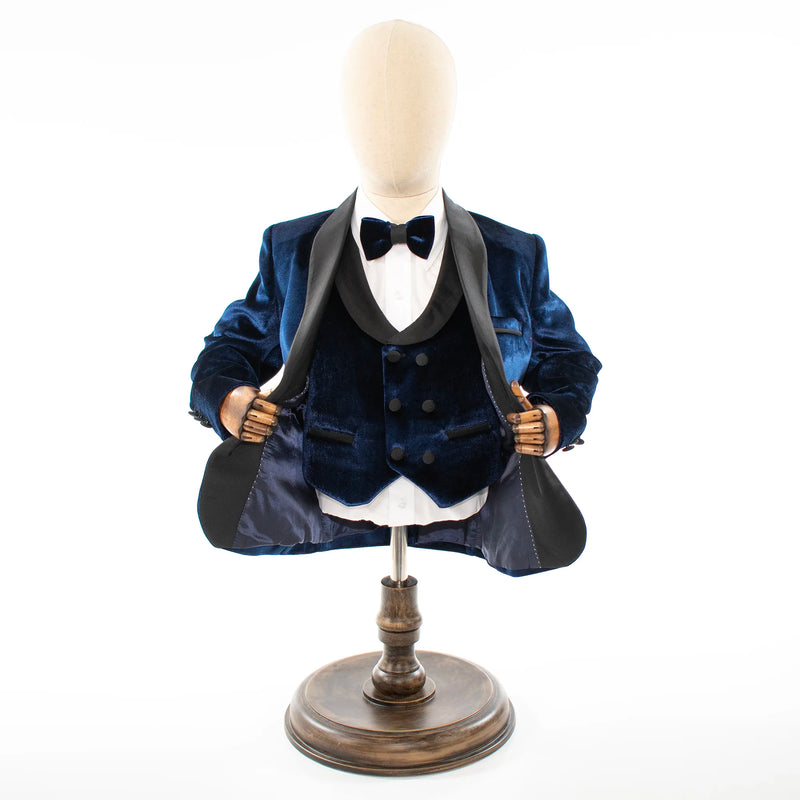 Kids' Blue Velvet 3-Piece Tuxedo
