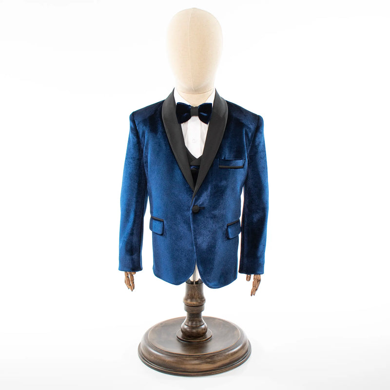Kids' Blue Velvet 3-Piece Tuxedo