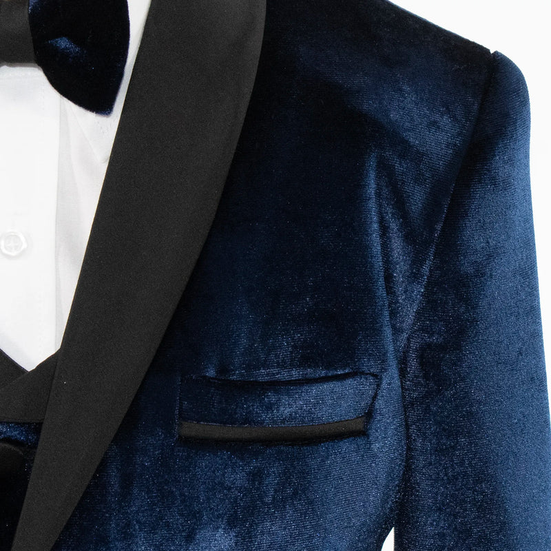 Kids' Blue Velvet 3-Piece Tuxedo