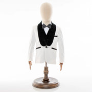Kids' White And Black Velvet 3-Piece Tuxedo