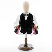 Kids' White And Black Velvet 3-Piece Tuxedo