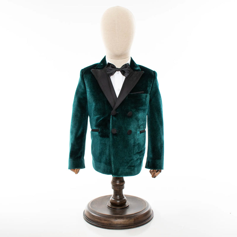 Green Velvet Double-Breasted 3-Piece Kids' Tuxedo