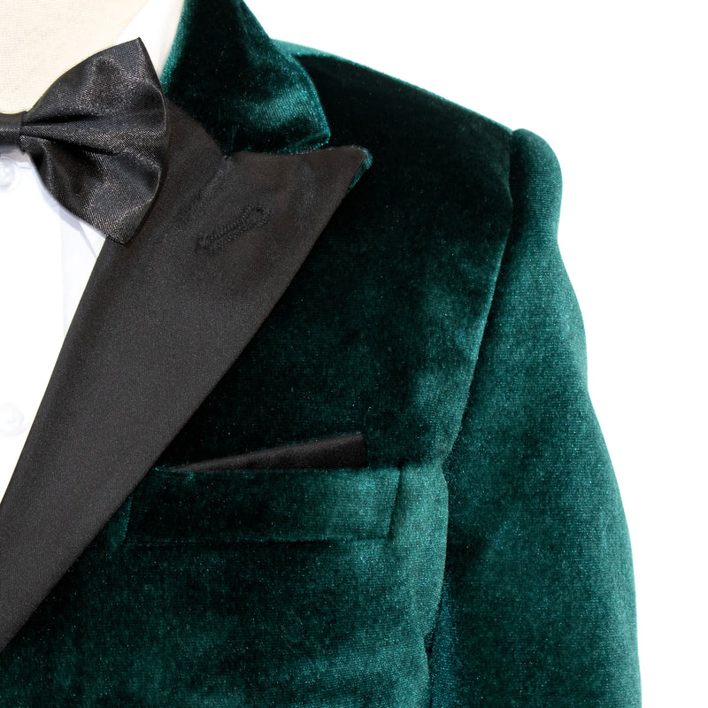 Green Velvet Double-Breasted 3-Piece Kids' Tuxedo