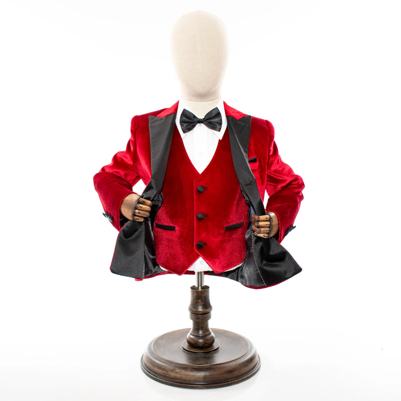 Red Velvet Double-Breasted 3-Piece Kids' Tuxedo