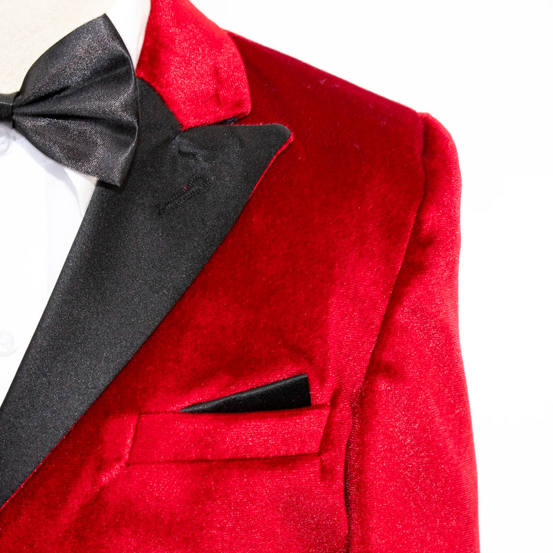 Red Velvet Double-Breasted 3-Piece Kids' Tuxedo